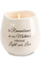 Ceramic vessel holds 8 ounces of 100% soy wax candle. Tranquility Scent. Measures 2.5L x 2.5W x 3.5H x 2.5D
"In Remembrance of my Mother's eternal Light and Love"