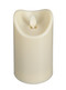 3" LED LED Water Resistant resin Pillar Candles.  Outdoor or indoor Pillar Candles are water resistant. They feature a realistic flickering flame. These beautiful candles bring warmth and ambiance to any room. The candles are  available in three sizes. The candles have a built-in 5 hour timer. The candles are remote ready  (item sold separately.)  With batteries there is a min. 500 hrs run time. Measures 2 3/4D" x 3"H