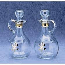 Glass Cruets with Gold Chi Rho Design, 10 oz. Capacity, 6.5"  Height