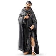 Saint Peregrine Statue. Patron Saint of AIDS and Cancer. Resin/Stone Mix. Dimensions: 6.25"H x 2.5"W x 2"D