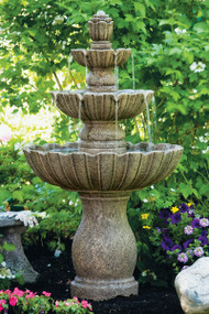 Scallop fountain with four tiers.