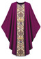 Purple - In Dupion,fabric made of 70% man-made fibers and 30% viscose with Regina orphreys, a multi-colored brocade. Width 59", length 53". Plain "0" neckline.  Available in  green, beige, red, rose, and purple.  These items are imported from Europe. Please supply your Institution’s Federal ID # as to avoid an import tax. Please allow 3-4 weeks for delivery if item is not in stock.