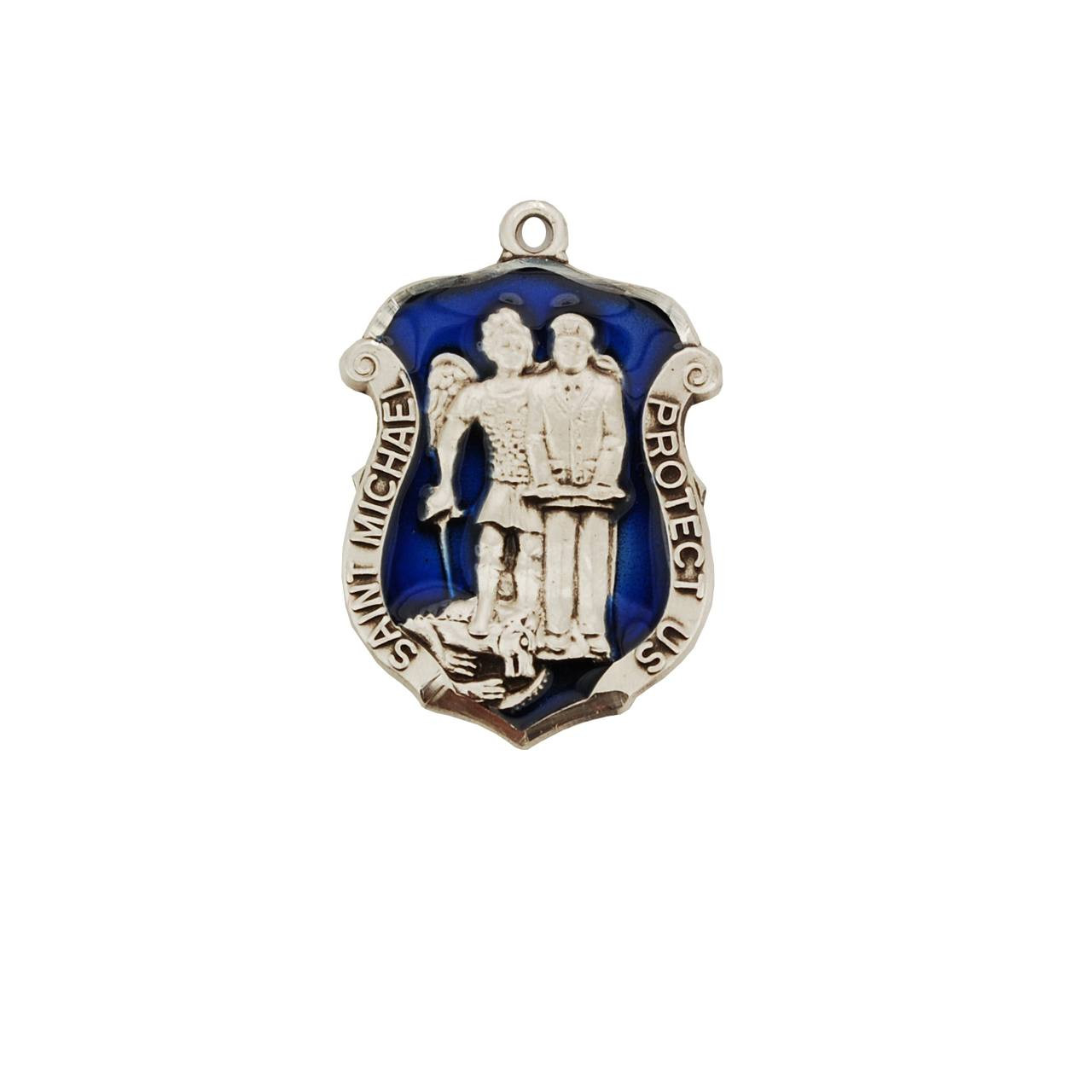 SS St Michael Blue Enameled Badge - St 