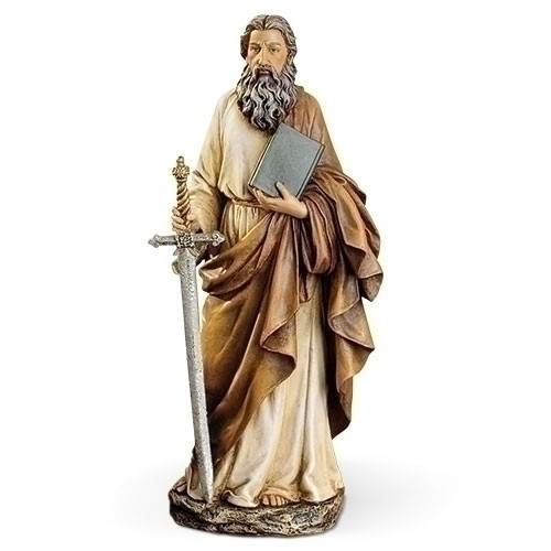 Saint Paul Statue. Patron Saint of Publishers and Writers. Resin/Stone Mix Dimensions: 10.5"H x 4.75"W x 3"D