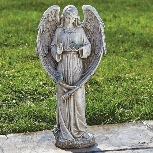 Beautiful 20"H Indoor or Garden Statue of an Angel with two birds. 