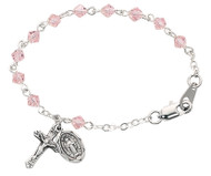 Baby Bracelet, Rose Tin Cut Beads