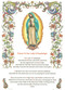 Holy picture of Our Lady of Guadalupe on gold blocking print in parchment paper with text (Prayer ti Our Lady of Guadalupe). Made in Italy. 8"W x 11"H