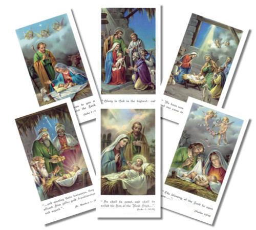Bethlehem Series Christmas Holy Cards
Size 2'' x 4'' with blank back, available in assorted pack of 100
Includes 6 different images