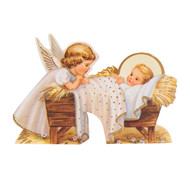 Paper stand up Angel and Baby scene.  Dimensions: 4" x 3". 
