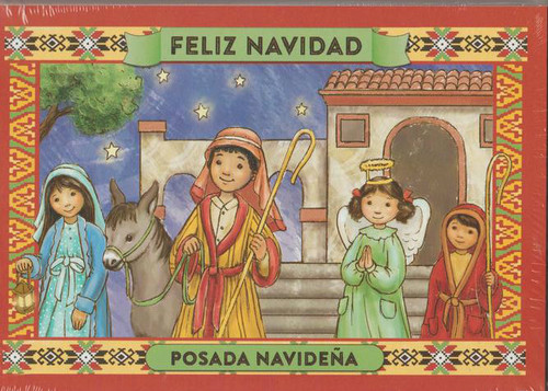Brilliantly colored Christmas greeting cards. Spanish Language with the English translation included on the back of the card. 

Inside text reads:

"Que la ternura y la paz de la navidad llene su corazon de amor)....

 Scripture text:  Y ella dio a luz a su hiho promogenito, y lo envolvio en panales, y lo acosto en un pesebre, proque no habis lugar para ellos en la posada. -Lucas 2:7 (And she gave birth to her little son, and wrapped him in swaddling clothes, and laid him in a manger, because there was no place for them in the inn. -Lucas 2: 7)

Made in the USA
25 cards and 26 envelopes. These cards measure 5 x 7 inches size. Clear wrapped tray....
LIMITED QUANTITIES...WHILE SUPPLY LASTS
