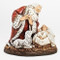 Kneeling Santa with Sleeping Babe and Lamb Figure. Materials: Resin/Stone Mix. Dimensions:7.75"H x 7.5"W x 8.625"D 