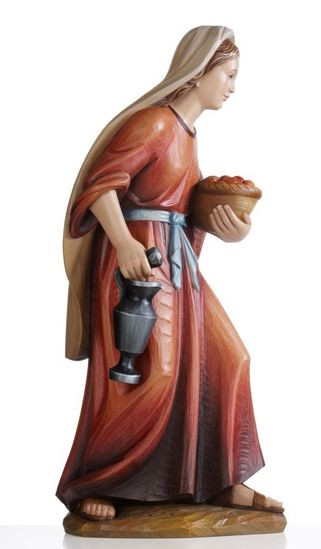 Nativity Set 1902 - Elegant wood-carved Shepherdess carved in Linden Wood or Cast in Fiberglass. Ranging from 2 to 5 feet tall.  Available Sizes: 24", 30", 36", 48", 60"