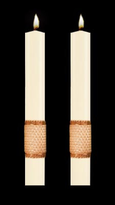 Enhance the presence of your Holy Cross of San Damiano Paschal Candle with a pair of beautiful complementing 51% Beeswax Altar Candles. Available in a variety of lengths and widths. Made in the USA!!

 