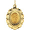 This beautifully-crafted 14k gold scalloped edge pendant features the Virgin Mary.  This medal makes the perfect gift for any occasion~communion or confirmation. Approximate length: 3/4 inch. 18" Gold Chain sold separately Item #68-4118