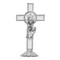 This First Communion 3 1/4"H kneeling girl cross figurine is silver oxidised with white enamel. Figure comes in a see through box and is made in Italy