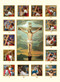Large size Stations of the Cross Holy Cards. Cards measure 4.5" x 6 1/8". The stations are in text on the back  of the Holy Card in English or Spanish