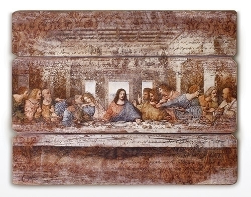 26"H The Last Supper Decorative Wall Panel. The Last Supper Decorative Wall Panel is made of a medium density fiberboard. The Last Supper Decorative Panel measures 26"H x 21"W x 2"D.