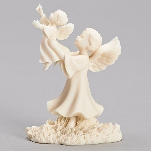This Comfort of Heaven figure is from the Millenium Collection. The figure depicts an angel holding a child above her. The 4"H Comfort of Heaven figure comes gift boxed. The Comfort of Heaven figure is made of a resin/stone mix. 
