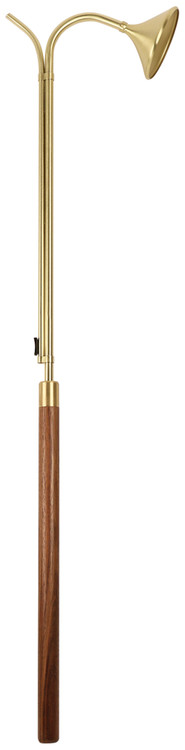 This solid brass 36˝ candle lighter with a 3 1/2" diameter snuffer. This solid brass candle lighter has a walnut handle that is made from solid walnut. The color and grain may vary