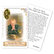 Prayer to Venerable Matt Talbot Holy Card. Patron Saint of Alcoholism.  This beautiful patron saint card is laminated with gold foil embossed medal design with appropriate prayer on reverse side. Prayer card is made in Milan, Italy.  Measures: 2 3/8 x 3 1/2”.