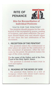The Rite of Penance Leaflet. A handy leaflet for penitents to use when seeking forgiveness in the Sacrament of Penance. Sold in packs of 25.