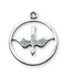 Sterling Silver 3/4" Diameter Holy Spirit on an 18" Rhodium Plated Chain. Gift Box Included