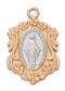 14/16" ornate Two Tone Rose Gold  miraculous medal with 18 inch chain in a deluxe gift box. Made in the USA.