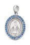 3/4" Sterling Silver Miraculous Medal with  blue stones. Medal comes on an 18" rhodium chain and a deluxe gift box is included.

 