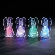 4.5" LED Angel with down swept wings. Battery operated and included. Made of Acrylic.
