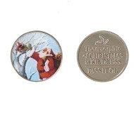 2 piece Santa Kindness Coin-Pass It On. Made of zinc alloy. 1 1/8" diameter
