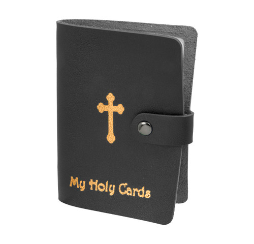 Black Gold Stamped Leatherette Card Holder. Card Holder holds up To 24 cards