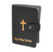 Black Gold Stamped Leatherette Card Holder. Card Holder holds up To 24 cards