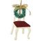 Christmas memorial ornament of a wooden chair with a wreath on the back of the chair.