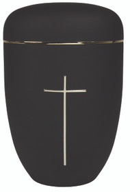 Black Steel Cremation Urn With Cross