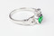 Women's Sterling Silver with Emerald Glass Accents Claddagh Ring. Sizes 4-9. Hand Made in the USA. Lifetime Guarantee against tarnishing and defects.  Also 14K gold ring available. Call for pricing