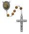 Men's St Joseph Oval Olive Wood Bead Rosary.  The Crucifix and Photo Centerpiece are made of pewter. The St. Joseph Rosary comes in a Deluxe Gift Box.