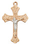 Rose Gold Sterling Silver two tone Crucifix with silver corpus. Two tone rose gold crucifix comes on an 18" chain. Gift box included. Made in the USA