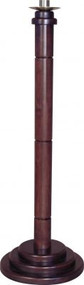 Finished or unfinished paschal candle stick with a round design. Solid 6 1/2" diameter brass bobeche and 2" diameter socket. Base diameter: 14". Option of overall height between 36" and  45". Please WRITE IN HEIGHT