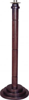 Finished or unfinished paschal candle stick with a round design. Solid 6 1/2" diameter brass bobeche and 2" diameter socket. Base diameter: 14". Option of overall height between 36" and  45". Please WRITE IN HEIGHT