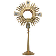 Monstrance M-2038. Made of 24K Goldplate. Monstrance is  31"H. Monstrance accepts hosts up to 6". Imported from Europe