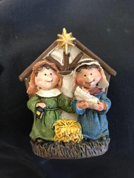 8 Point Star ~ 4" Light up nativity is battery operated. Perfect for a small night light or a tiny corner that needs a little sparkle for the holidays. Two styles to choose from. Please make selection when checking out.  Battery included.