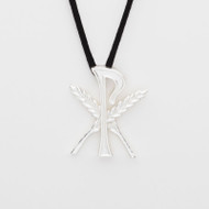 This GIFT religious silver amulet comes on a 32" black cord. These religious amulets are worn around the neck or carried by congregation members who require low-gluten hosts or gluten-free hosts due to celiac disease or other gluten intolerance issues. The religious amulets allow for seamless, non-verbal distribution of low-gluten or gluten-free Eucharistic hosts
