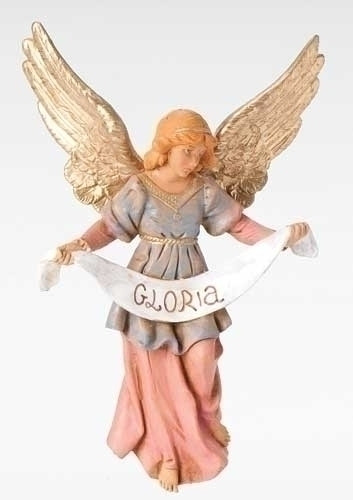 Fontanini Nativity, Gloria Angel Figure.  7.5inH  Resculpted Gloria Angel Figure is made from polymer and comes in a gift box.  