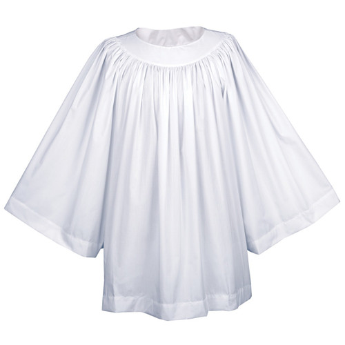 Liturgical Extra Full Cut Liturgical Surplice. 6 inches longer than a standard surplice. Wrist length sleeves. Square or Round Neck