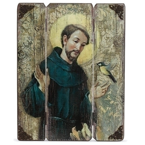 17"H St Francis Decorative Panel. St Joseph Decorative Panel/Plaque measures 17"H x 13" x 1"D. The St Francis Panel is from the Joseph Studios Collection and is made from a medium density fiberboard. 