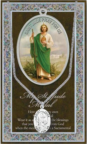 St Jude Pewter   1.125" Genuine Pewter Saint Medal with Stainless Steel Chain. Silver Embossed Pamphlet with Patron Saint Information and Prayer Included. Lists Biography/History of Saint Jude. Gives the Patron Attributes, Feast Day and Appropriate Prayer. (3.25"x 5.5")

 