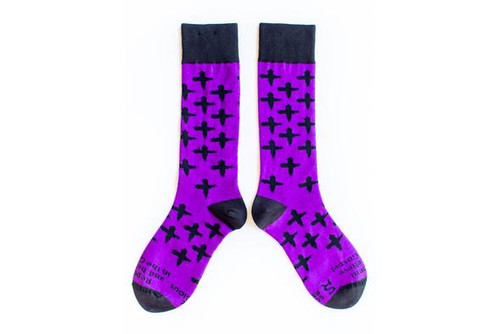 Simplify your socks for this season of prayer and penance. Our Lent socks will help you evangelize on the go, not just while eating fish sticks! They’ll also remind you of a few things:  The purple liturgical color reminds us we’re in a season of waiting. Joyfully anticipating the Resurrection of Our Lord!  The 40 crosses remind you of the significance of the length of this season — the time Jesus spent in the desert preparing for his public ministry.  The scripture on the top of the foot reminds you of what the priest says when we get our ashes on Ash Wednesday, “Repent and believe in the Gospel.” Happy praying, fasting, and almsgiving!  Material: Approx. 75% Cotton, 23% Nylon, 2% Spandex. Adult One Size - Fits most Men's size 5-11 and Women's size 7-12)