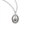 Sterling silver miraculous medal with cubic zirconia stones comes on an 18" rhodium plated stainless steel chain with clasp.