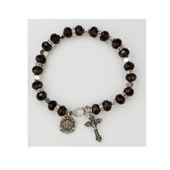 BR807-7 1/2" Adult Birthstone Bracelets.  Real crystal 6mm glass beads crystal spacer beads. Real crystal capped Our Father bead. Miraculous medal and crucifix are oxidized silver. Bracelet comes carded.  Made in the USA!
