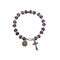 June ~  Amethyst - 7 1/2" Adult Birthstone Bracelets.  June ~ Amethyst - Real crystal 6mm glass beads crystal spacer beads. Real crystal capped Our Father bead. Miraculous medal and crucifix are oxidised silver. Bracelet comes carded.  Made in the USA!
